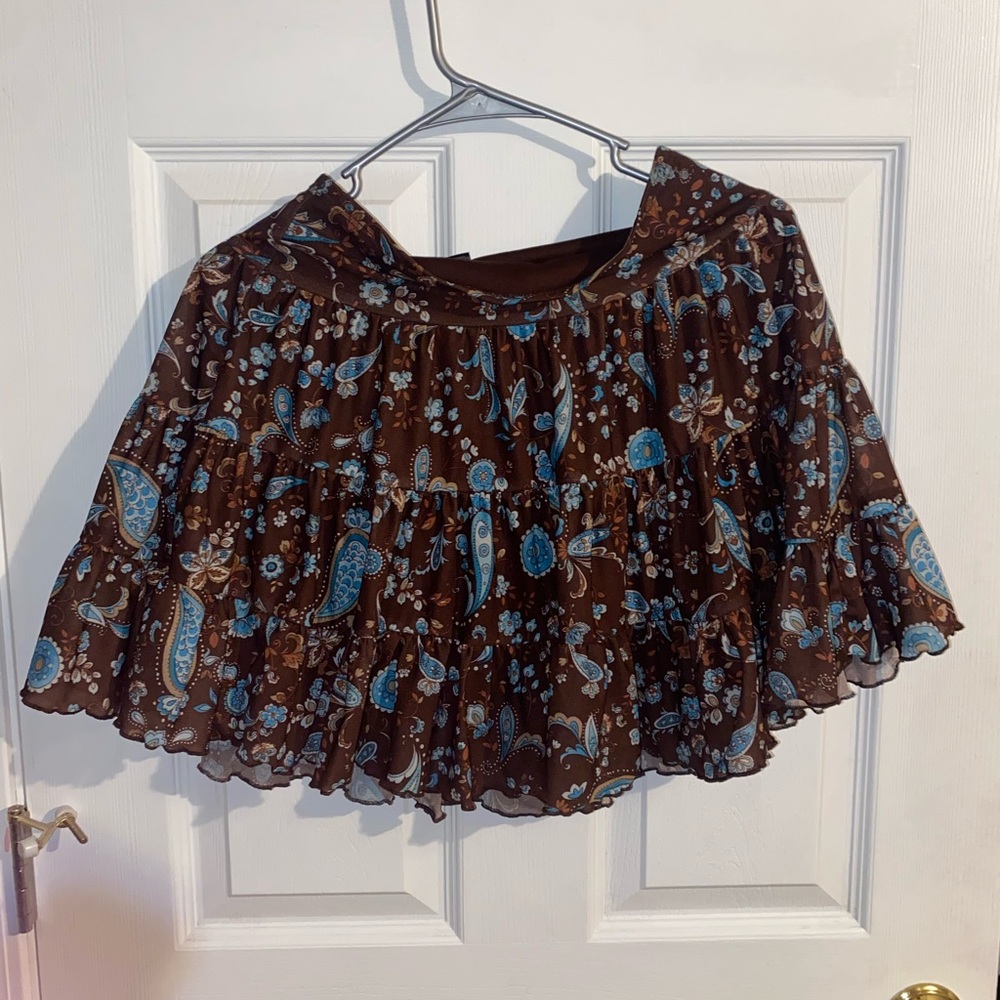 George blue & brown paisley skirt